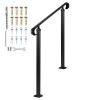 Handrails for Outdoor Steps, 2-3 Step Adjustable Height, Carbon Steel Transitional Handrail with Installation Kit, Exterior Hand Railing for Steps
