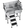 34 Inch Stainless Steel Dog Washing Station, Pet Grooming Tub with Hot & Cold Faucet, Showerhead, Home Wash Sink, Fits Small Cats and Dogs