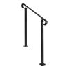 Handrails for Outdoor Steps, 2-3 Step Adjustable Height, Carbon Steel Transitional Handrail with Installation Kit, Exterior Hand Railing for Steps