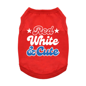 Red White and Cute Dog Shirt (Color: Flame Scarlet Red, size: 3X-Large)