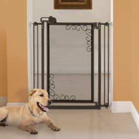 Tall One-Touch Metal Mesh Pet Gate (Color: Antique Bronze)