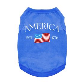 America Dog Shirt (Color: Blue, size: large)