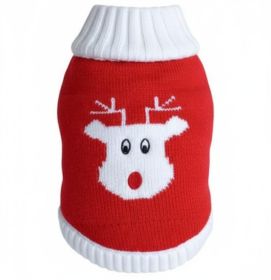 Combed Cotton Red Rudolph Holiday Dog Sweater (size: medium)