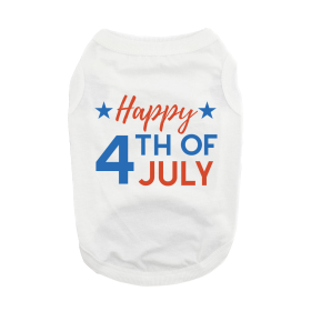 Happy 4th of July Dog Shirt (Color: White, size: large)