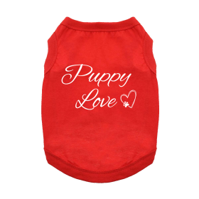 Puppy Love Dog Shirt (Color: Flame Scarlet Red, size: large)