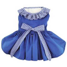 Blue Gingham Dog Dress with Matching Leash (size: small)