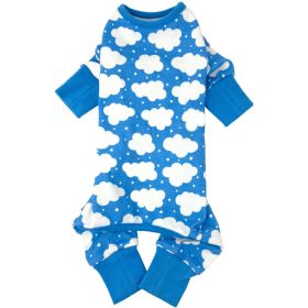 CuddlePup Dog Pajamas Fluffy Clouds (Color: Blue, size: small)