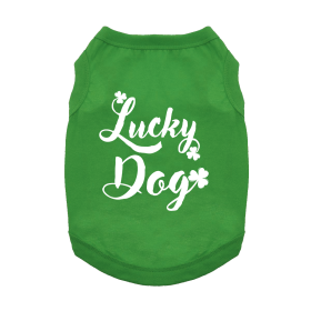 Lucky Dog Dog Shirt (Color: Emerald Green, size: small)
