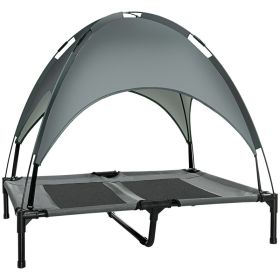 Elevated Dog Bed with Removable Canopy, Outdoor Dog Cot with UV Protection Canopy Shade, Pet Bed for Camping, Gray (size: 36 inch)