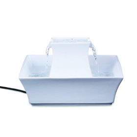 Drinkwell Pagoda Fountain (Color: White Ceramic)